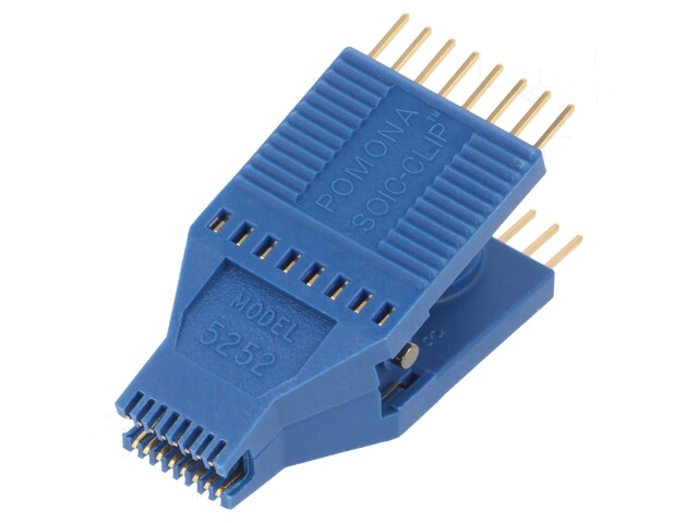 Testclips; blauw; Rijafstand: 1,27mm; verguld; SOIC16,SOJ16 Testclips; blauw; Rijafstand: 1,27mm; verguld; SOIC16,SOJ16